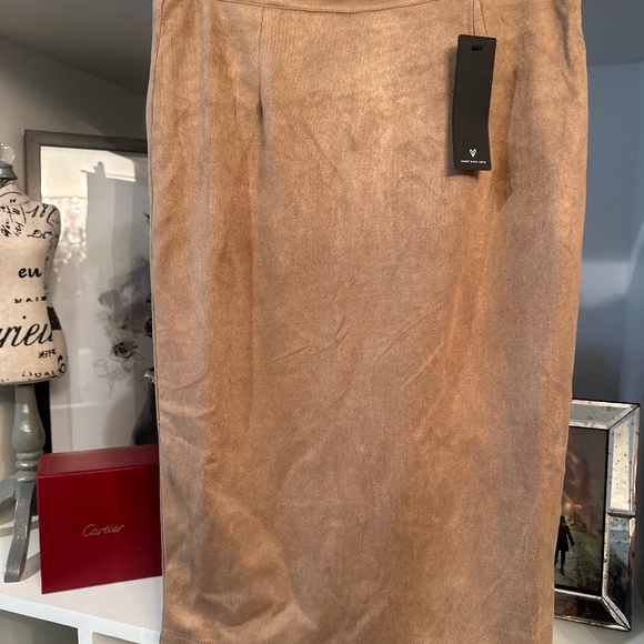 Camel Microsuede Skirt - Picture 1 of 9